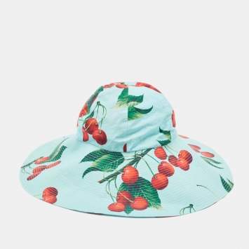 Pre Owned Dolce & Gabbana x Mytheresa Blue Cherry Print Cotton Hat 