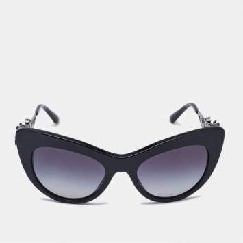 Pre Owned Dolce & Gabbana Black Gradient DG 4302-B Floral Embellished Butterfly Sunglasses