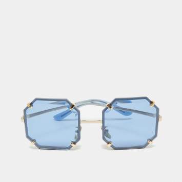 Pre Owned Dolce & Gabbana Blue/Gold Tone DG2216 Square Sunglasses