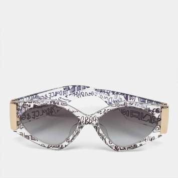 Pre Owned Dolce & Gabbana Grey Gradient 4396 F Printed Frame Cat Eye Sunglasses