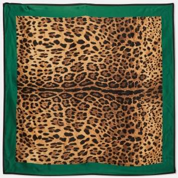 Pre Owned Dolce & Gabbana Multicolor Leopard Print Silk Square Scarf