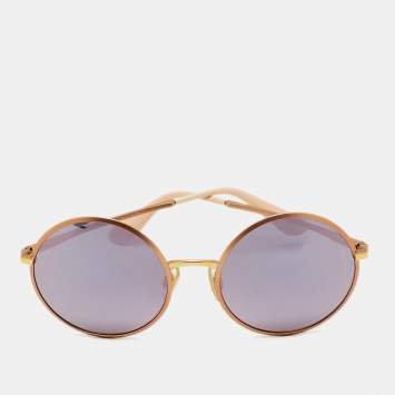 Pre Owned Dolce & Gabbana Peach/Black Mirrored DG2155 Round Sunglasses