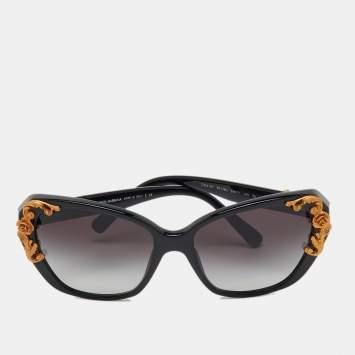 Pre Owned Dolce & Gabbana Black Gradient DG4167 Sicilian Baroque Sunglasses 