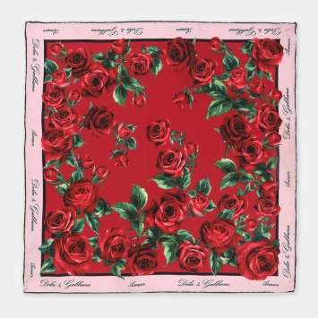 Pre Owned Dolce & Gabbana Red/Pink Printed Silk Handkerchief