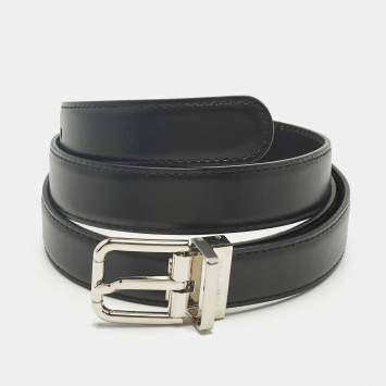 Pre Owned Dolce & Gabbana Black Leather Cut to Size Buckle Belt