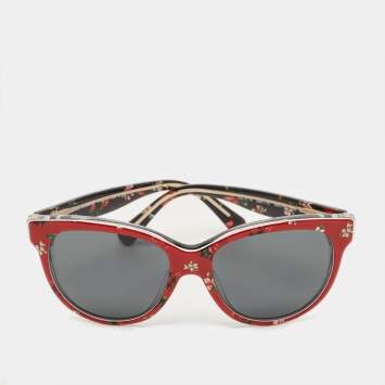 مملوكة مسبقًا Dolce & Gabbana Bambino Red/Black DG4176 Floral Frame Sunglasses