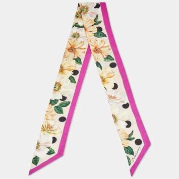 مملوكة مسبقًا Dolce & Gabbana Pink Floral Print Silk Bandeau Scarf