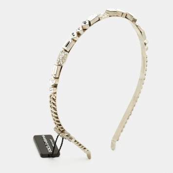 مملوكة مسبقًا Dolce & Gabbana Crystal Embellished Silver Tone Headband