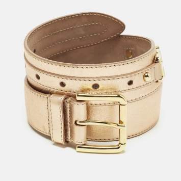 Pre Owned Dolce & Gabbana 90 CM Buckle Belt Rose Gold Leather