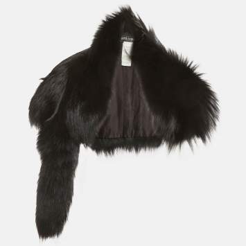 Pre Owned Dolce & Gabbana Black Fox Fur Neck Wrap Warmer Scarf