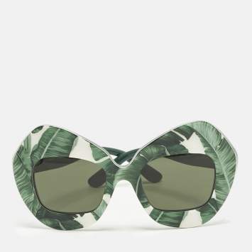 Pre Owned نظارة شمسية دولتشي أند غابانا خضراء DG 4290 بانانا ليف باترفلاي