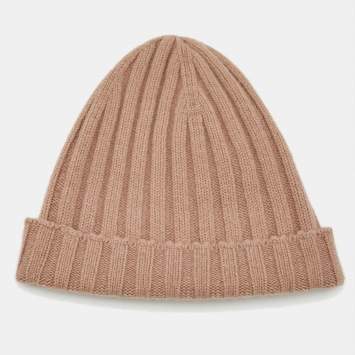 مملوكة مسبقًا Dolce & Gabbana Beige Rib Knit Beanie One Size 