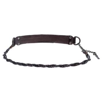 Pre Owned Dolce & Gabbana Dark Brown Braided Leather Chain Belt 80CM