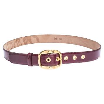 Pre Owned Dolce & Gabbana Burgundy Patent Leather Belt 85CM