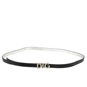 Pre Owned Dolce & Gabbana Black Patent Leather Belt 95CM