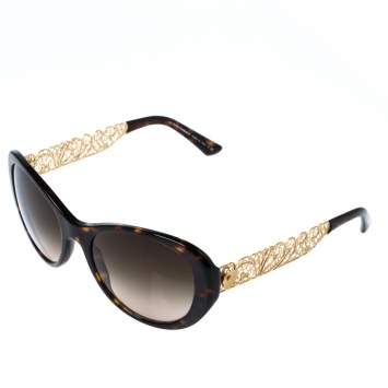 Pre Owned Dolce & Gabbana Havana/Brown Gradient DG 4213 Filigree Cat Eye Sunglasses