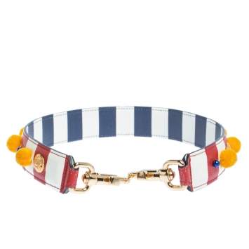 Pre Owned Dolce and Gabbana Multicolor Stripe Leather Embellished Bag Strap