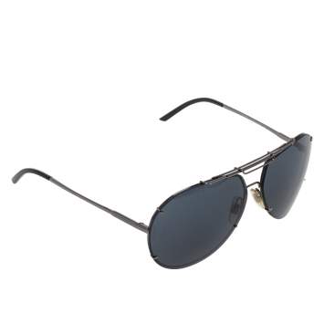 Pre Owned Dolce & Gabbana Gunmetal Tone/ Grey DG2075 Iconic Evolution Aviator Sunglasses