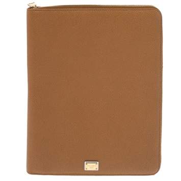 Pre Owned Dolce & Gabbana Tan Leather Agenda Organizer