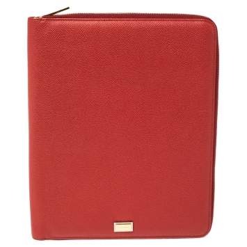 Pre Owned Dolce & Gabbana Red Leather Agenda Organizer