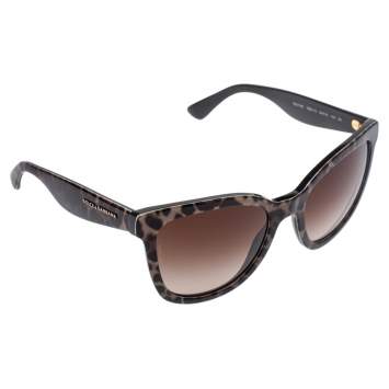 Pre Owned Dolce & Gabbana Black/Brown DG4190 Gradient Leopard Print Cat Eye Sunglasses