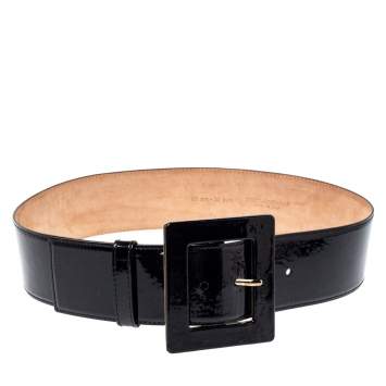 Pre Owned Dolce & Gabbana Black Patent Leather Wide Belt 80CM