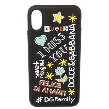 Pre Owned Dolce & Gabbana Black Rubber Abstract Appliques iPhone X Case