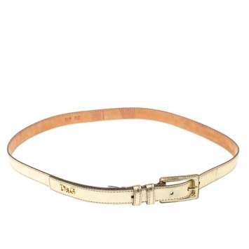 Pre Owned Dolce & Gabbana Gold Leather Belt 100CM