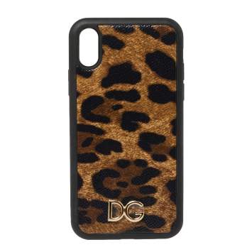 Pre Owned Dolce & Gabbana Brown Leopard Print Dauphine iPhone X Case 