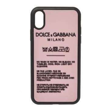 Pre Owned Dolce & Gabbana Pink Laundry Label Print iPhone XR Case