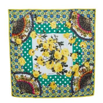 Pre Owned Dolce & Gabbana Multicolor Multiprint Silk Square Scarf