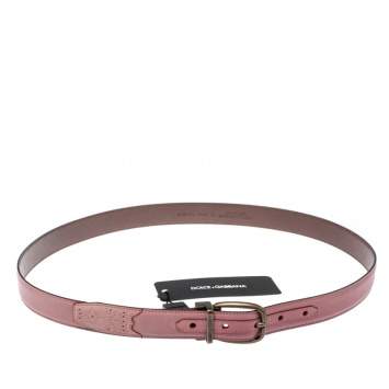 Pre Owned Dolce & Gabbana Pink/Dark Brown Leather Reversible Belt 95 CM