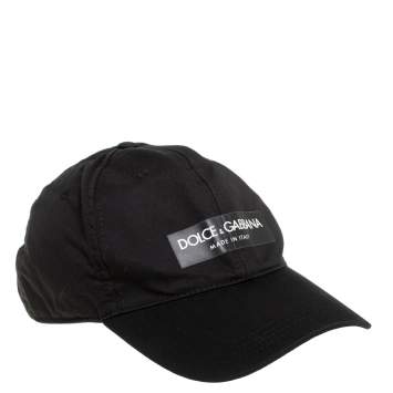 Pre Owned Dolce & Gabbana Black Canvas Logo Detail Baseball Cap L