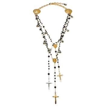 Pre Owned Dolce & Gabbana Beaded Multi Layered Rosary Necklace