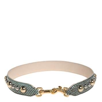 مملوكة مسبقًا Dolce & Gabbana Green Snakeskin Studded Shoulder Bag Strap