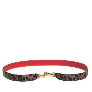 Pre Owned Dolce & Gabbana Brown/Black Leopard Print Coated Canvas Shoulder Bag Strap