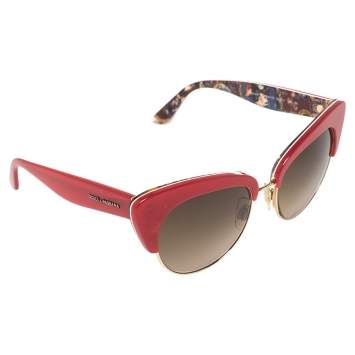 Pre Owned Dolce & Gabbana Red DG4277 Gradient Sicilian Cat Eye Sunglasses