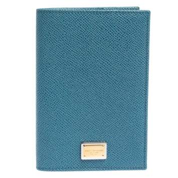Pre Owned Dolce & Gabbana Blue Leather Passport Holder