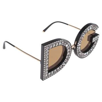 Pre Owned Dolce & Gabbana Gold/Brown DG6121B Mirrored Round Sunglasses