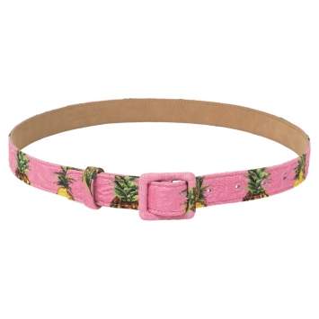 Pre Owned Dolce & Gabbana Pink Pineapple Print Fabric Buckle Belt 75CM