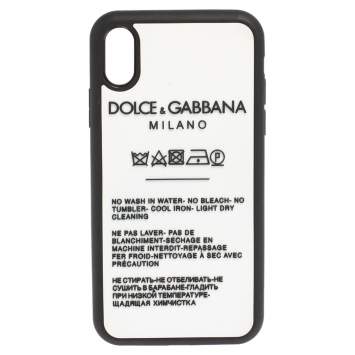 Pre Owned Dolce & Gabbana White Rubber Care Label Detail iPhone XS Case