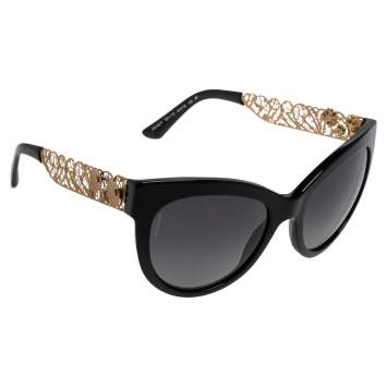 Pre Owned Dolce & Gabbana Black Acetate DG 4211 Polarized Cat Eye Sunglasses