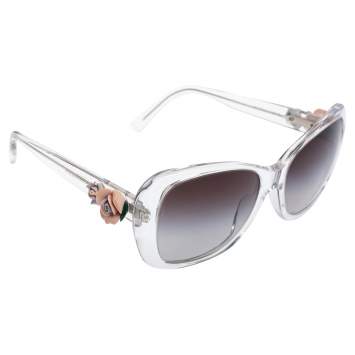 Pre Owned Dolce & Gabbana Floral Embellished/ Grey Gradient DG4184 Square Sunglasses