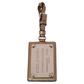 Pre Owned Dolce & Gabbana Multicolor Iridescent Leather Luggage Tag