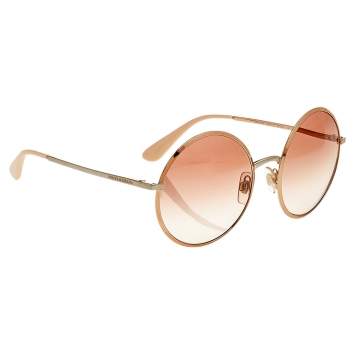 Pre Owned Dolce & Gabbana Rose GoldMetal/Pink Gradient DG 2155 Round Sunglasses
