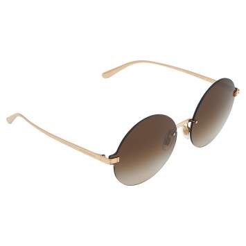 Pre Owned Dolce & Gabbana Rose Gold Tone/Brown Gradient DG 2228 Round Sunglasses