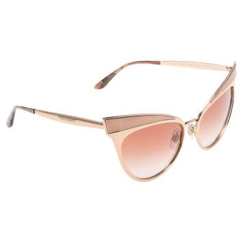 Pre Owned Dolce & Gabbana Gold/Havana DG 2178 Cat Eye Gradient Sunglasses