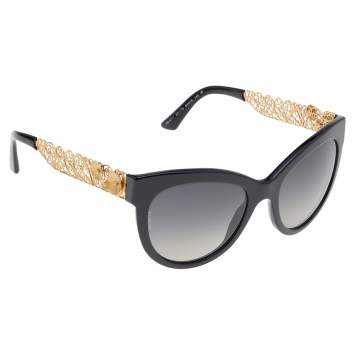 Pre Owned Dolce & Gabbana Black/ Grey Gradient DG 4211 Polarized Cat Eye Sunglasses