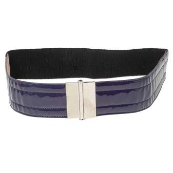 Pre Owned Dolce & Gabbana Purple/Black Patent Leather and Elastic Wide Waist Belt 90CM