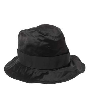 Pre Owned Dolce & Gabbana Black Silk Satin Bow Detail Hat (57)